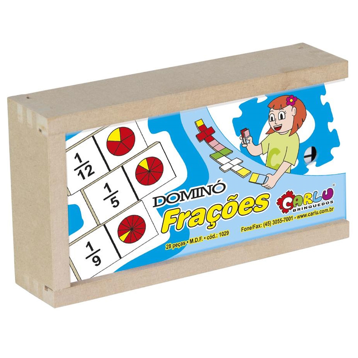 Jogo de Dominó das Frações com 28 Peças em Madeira Carlu