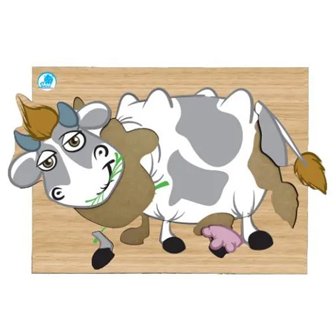 Modelo de jogo de quebra-cabeça com vacas e celeiros
