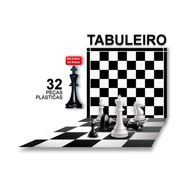 Jogo De Xadrez Tabuleiro 32 Peças Plástico