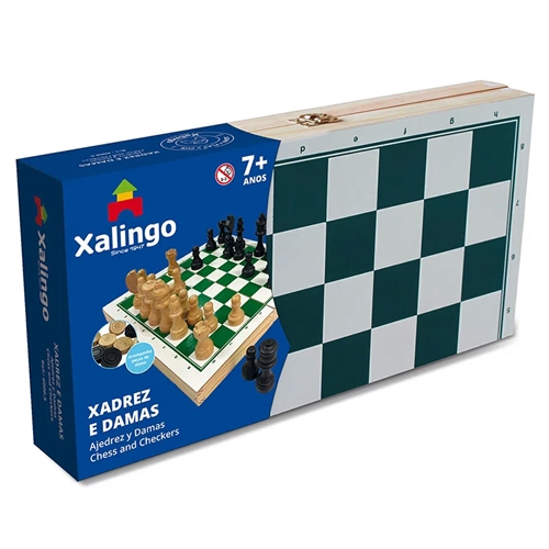 JOGO DE XADREZ E DAMAS REI COM 8,5 CM - XALINGO - 60065