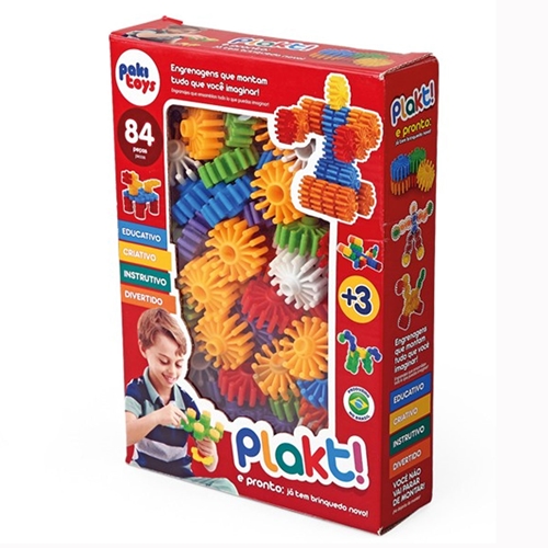 Jogo de Montar Plakt com 84 peças Blocos Brinquedo Educativo