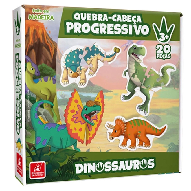 Brinquedo Kit com 02 Jogos Quebra Cabeça Dinossauro Infantil com