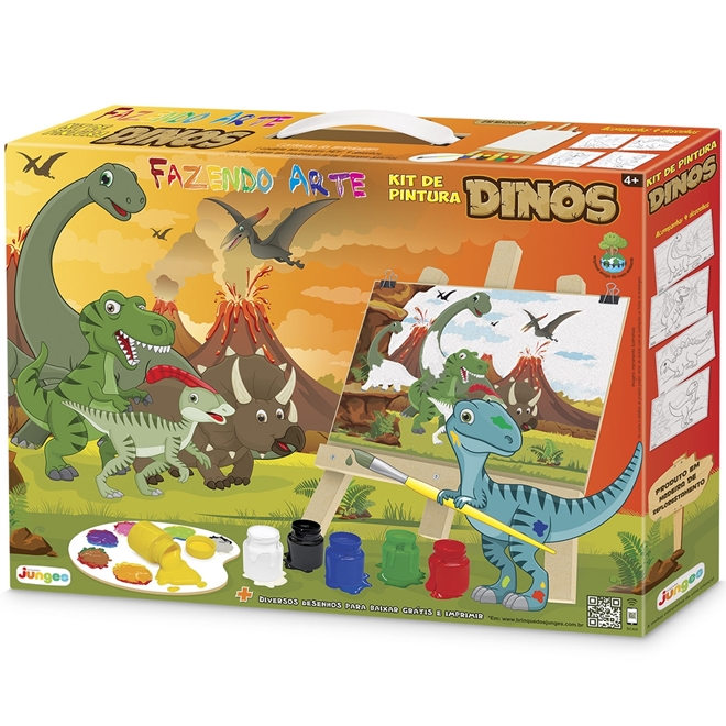 Kit bobina de papel para colorir dinossauro + canetinha gatos galácticos -  ORGANIZE MOBILI COMERCIO DE MOVEIS LTDA