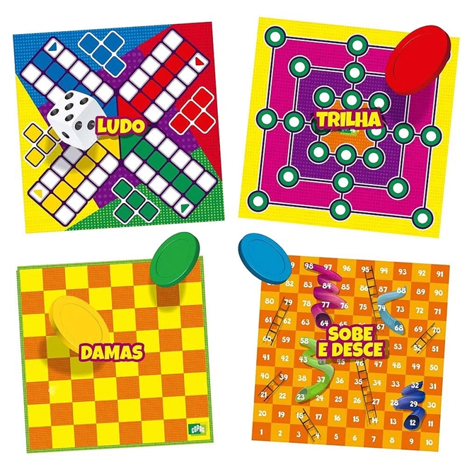 Jogo Clássicos (Ludo, Trilha, Damas, Sobe e Desce, Jogo do Burro