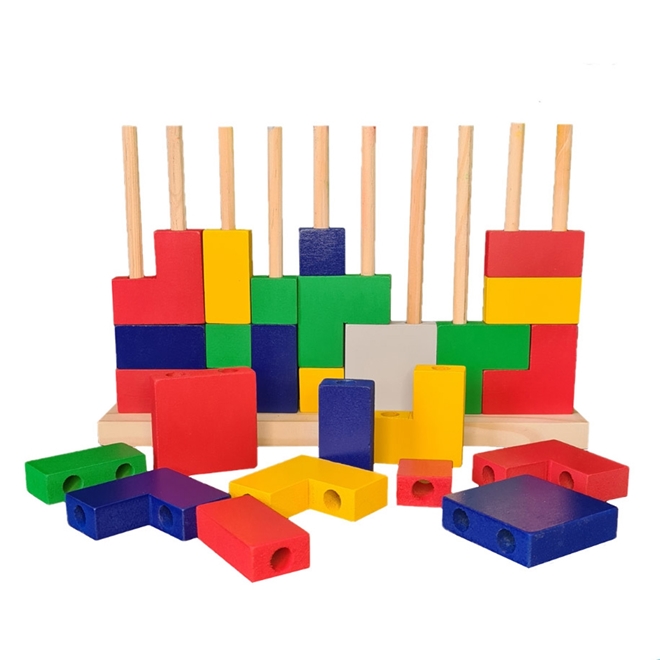 Jogo Tetris Coluna - Blocos de Encaixe - Madeira - Marcio Artesanatos -  Kits e Gifts