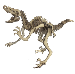 Quebra Cabeça 3D Dinossauro Velociraptor - 41 Peças - MDF Cru